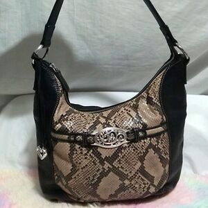 SALE! Brighton Black Leather & Snakeskin Print Shoulder Bag Very Gently Used